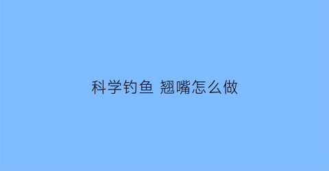 科学钓鱼 翘嘴怎么做